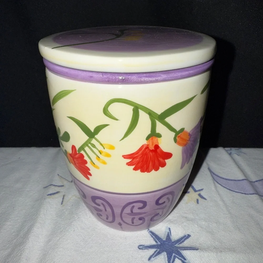Floral 3 piece Tea Strainer Mug Lid Ceramic Cup Holder Exclusive Barnes Noble